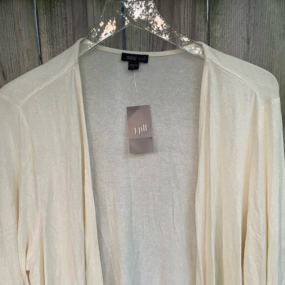 NWT J Jill Women's Cream Open Front Knit Cardigan Long Sleeves Pullover Size XL - Picture 3 of 9